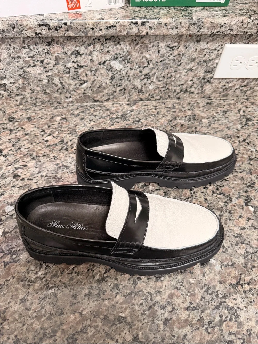 Men's Two-Tone Black and White Leather Loafers
